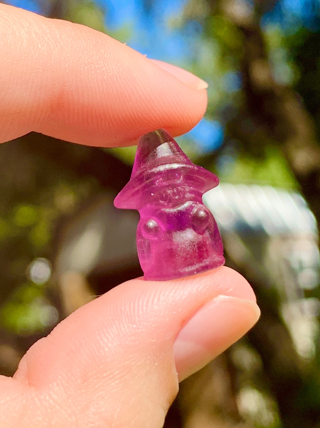 Mini Fluorite Cute Witch Carving