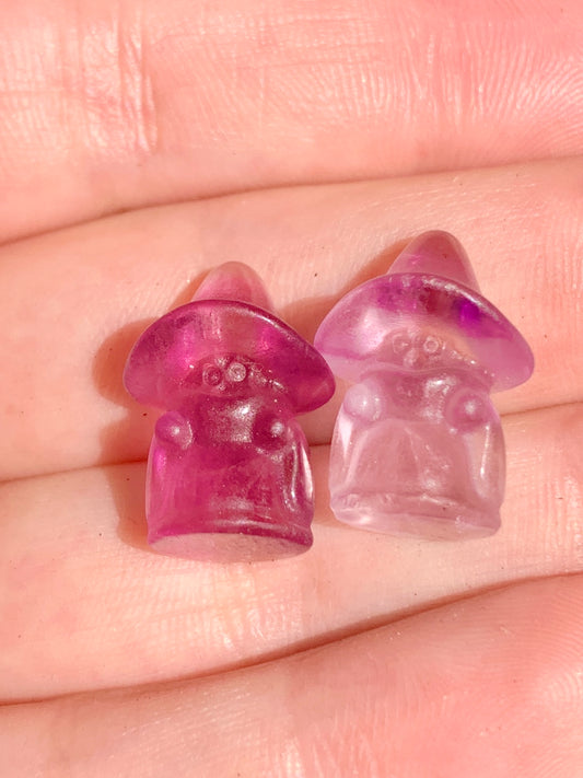 Mini Fluorite Cute Witch Carving