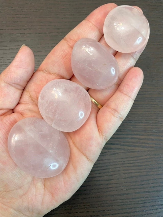 Mystery Gemmy Rose Quartz Palm Stones - 3 Sizes