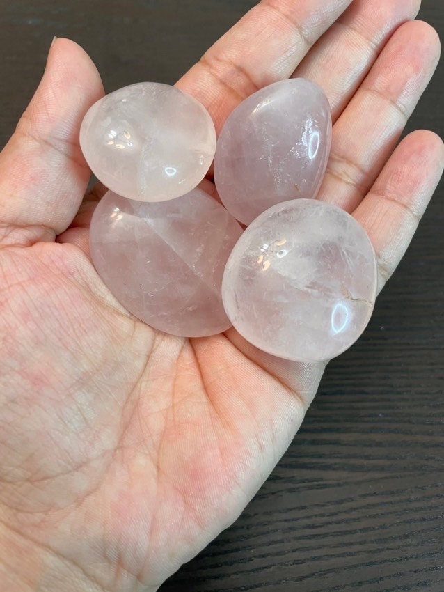 Mystery Gemmy Rose Quartz Palm Stones - 3 Sizes